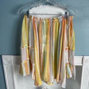 Zac & Rachel Pastel Striped Semi-sheer Off Shoulder Blouse NWT